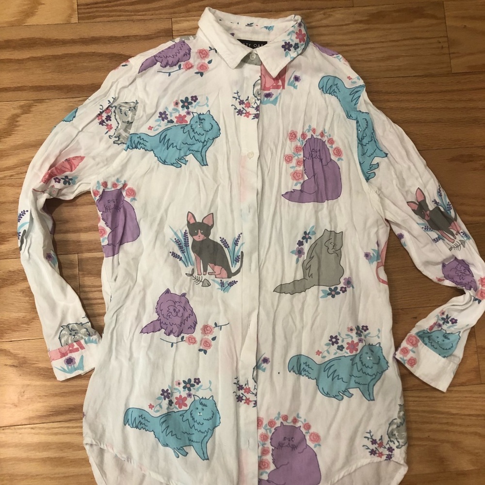 Lazy Oaf Kitty Garden button down